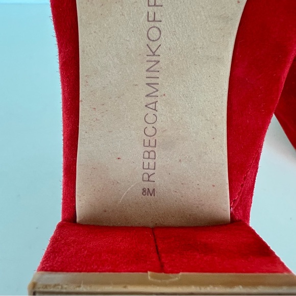 REBECCA MINKOFF Ingrid Red Suede Open Toe Slip On Heels Sandals Mules Sz 8 M - Picture 11 of 15